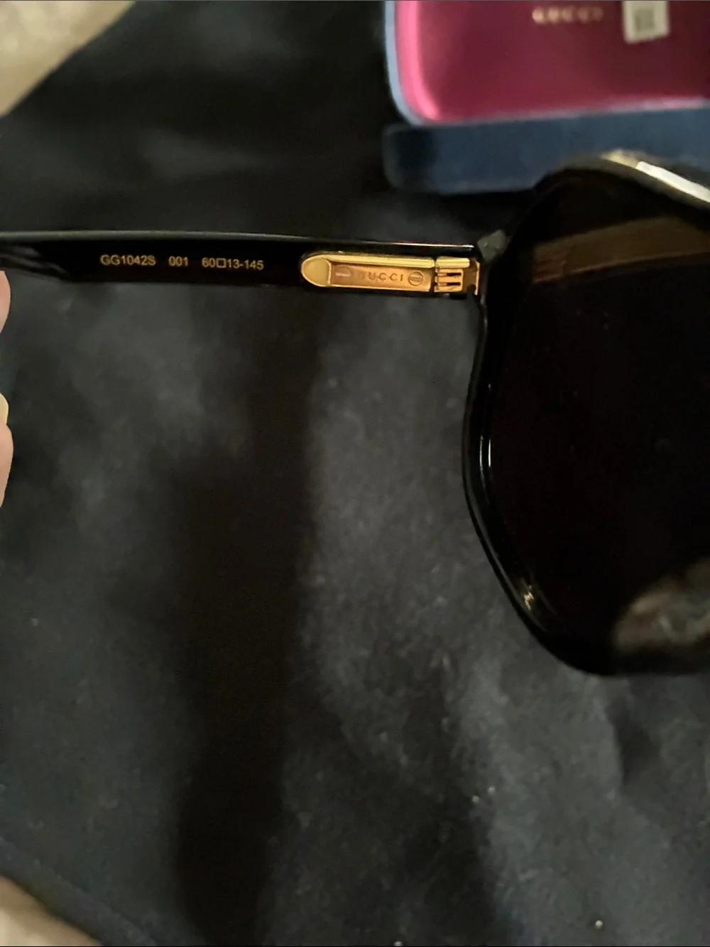 Gucci Blue Velvet Case with Navigator Shape Sunglasses
